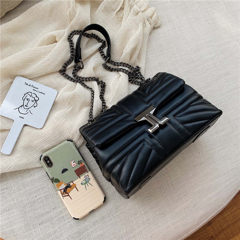 Fashion Solid Color Square Magnetic Buckle Crossbody Bag