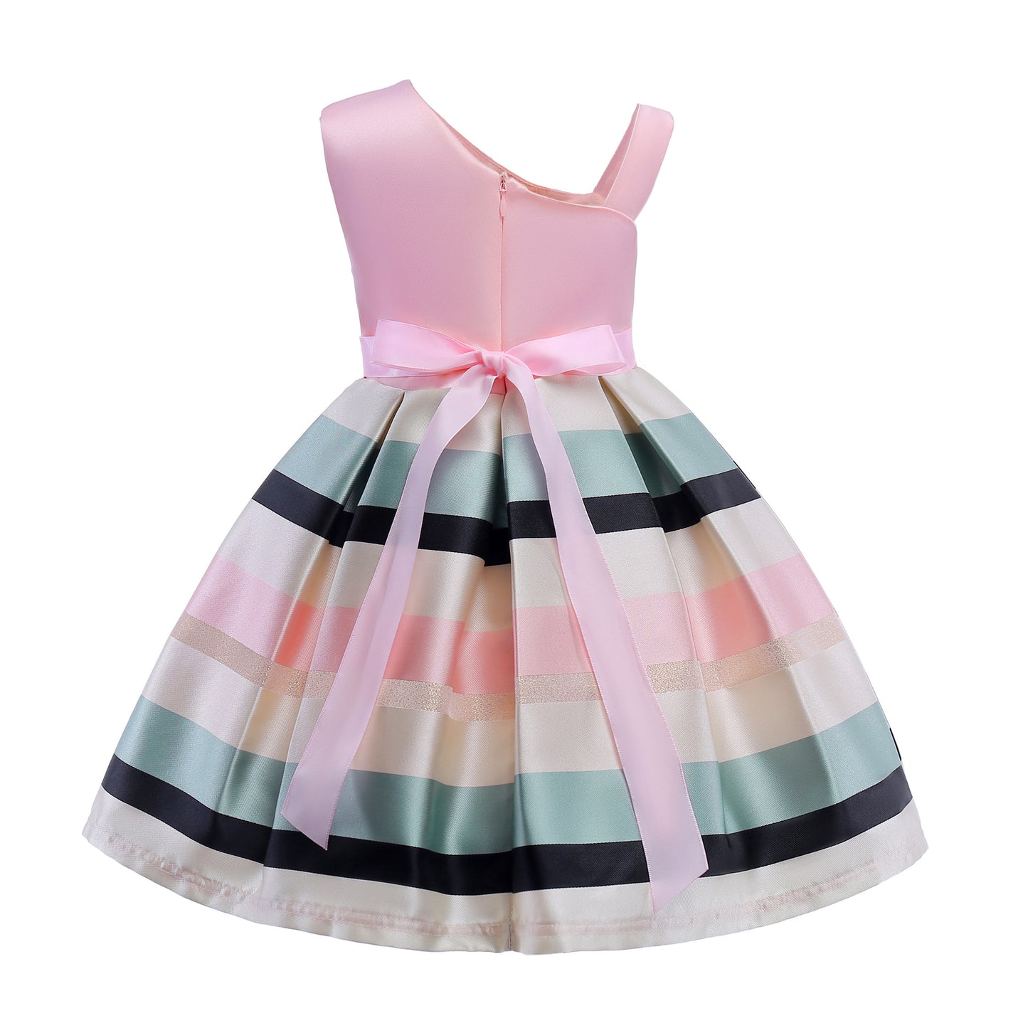 Pearl children's one-shoulder striped dress