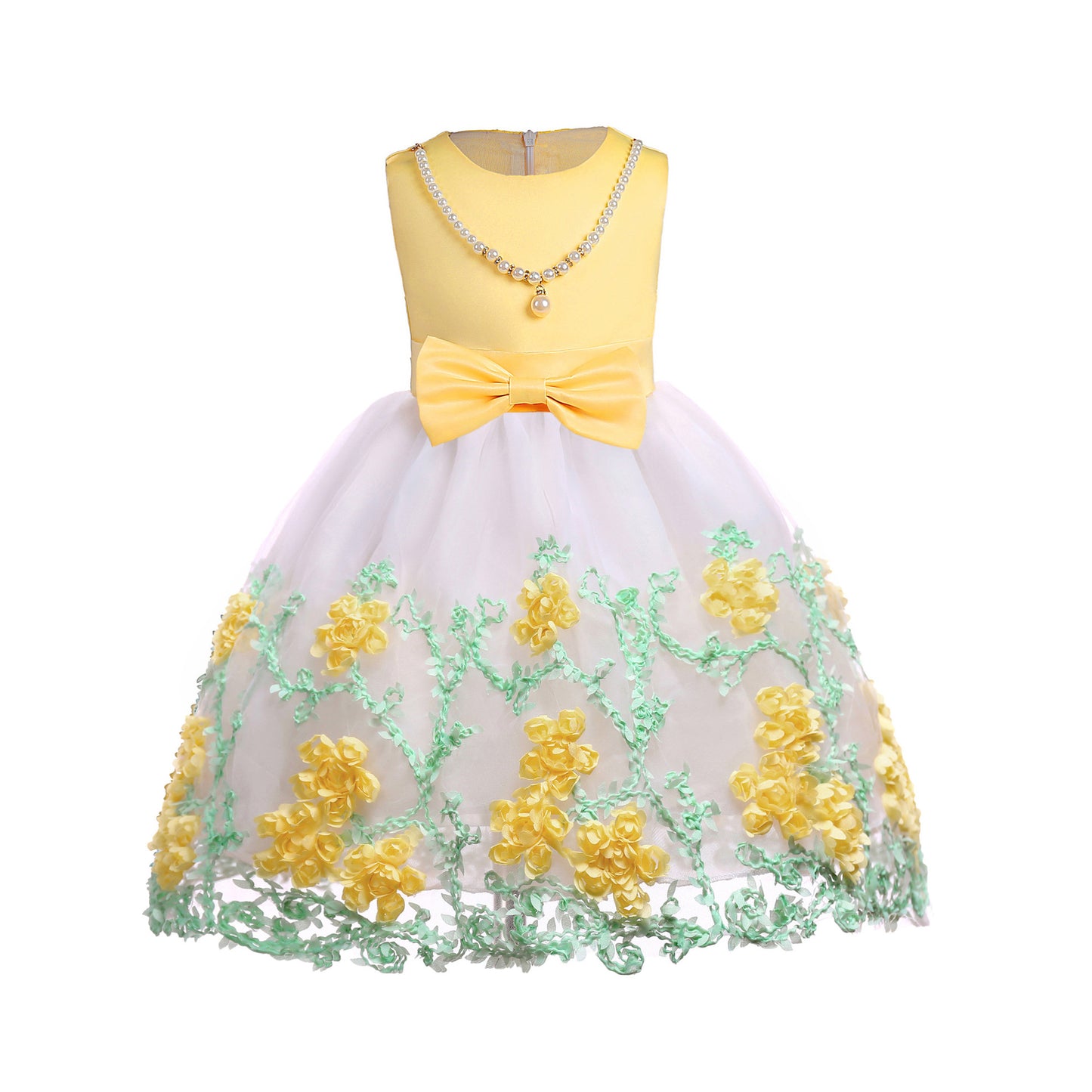 Girls Floral Applique Dress
