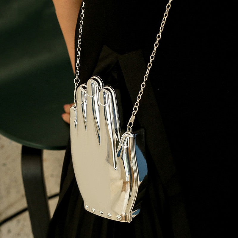 Cute Solid Color Hand Lock clasp Shoulder Bag Chain Bag