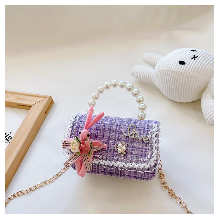 Fashion Animal Pearls Square Zipper Crossbody Bag