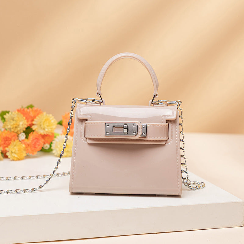 Cute Solid Color Square Lock clasp Jelly Bag