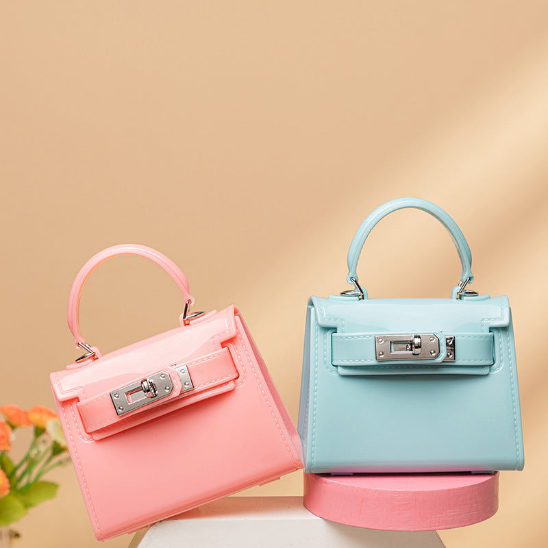 Cute Solid Color Square Lock clasp Jelly Bag