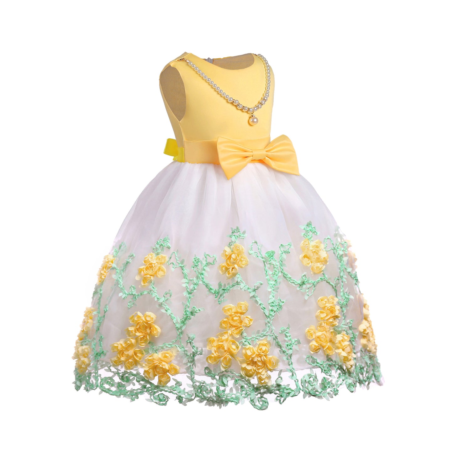 Girls Floral Applique Dress