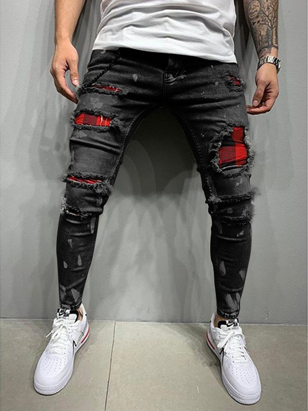 Slim-fit Paint Ripped Skinny Jeans