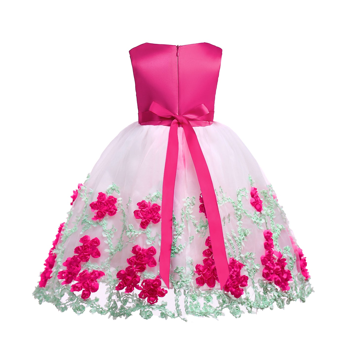 Girls Floral Applique Dress