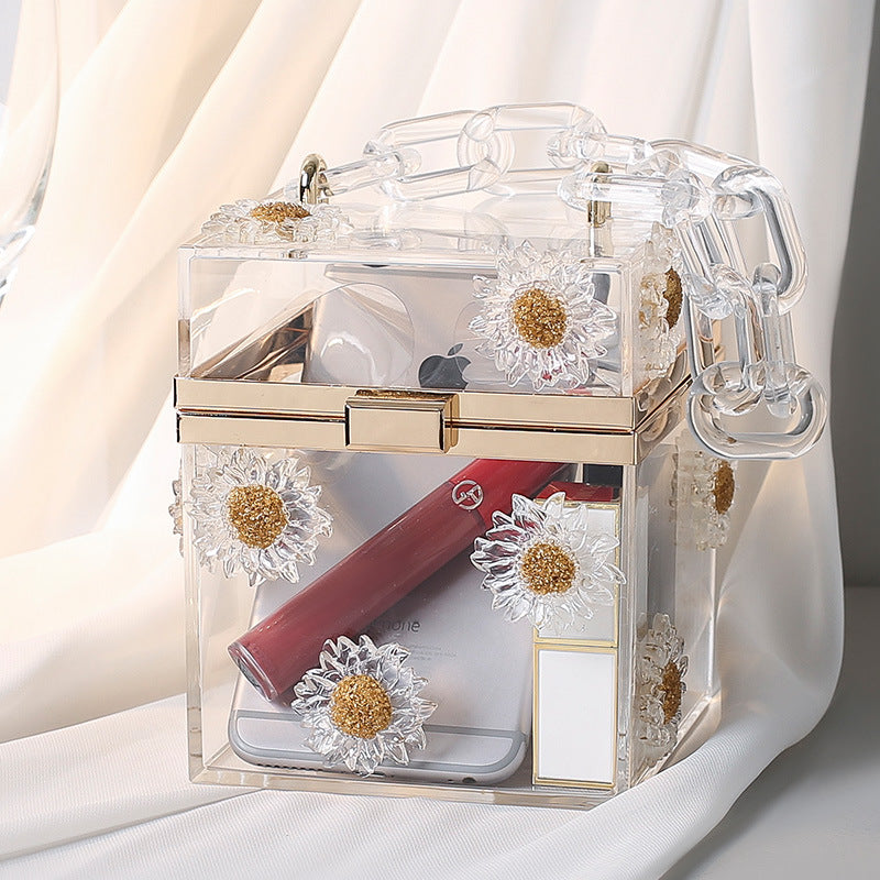 Fashion Daisy Appliques Bucket Lock clasp Handbag