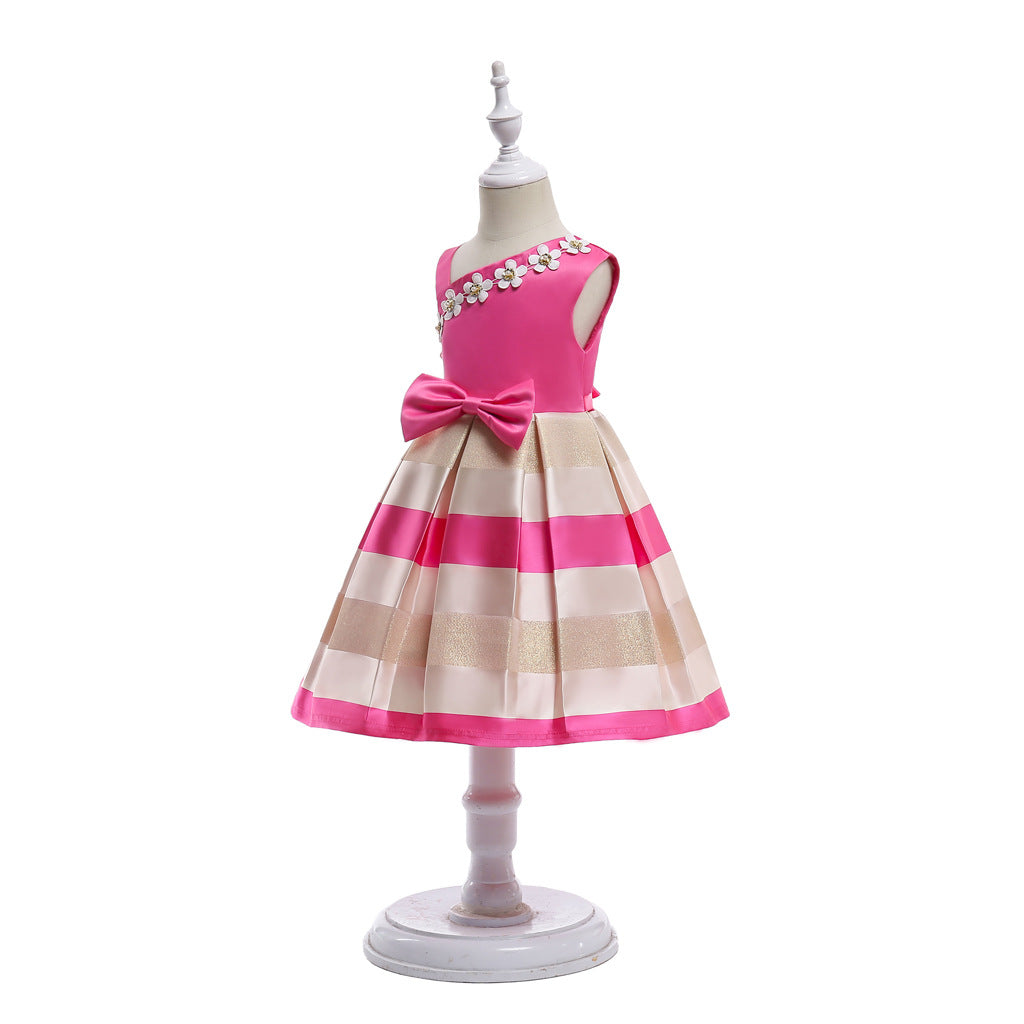 Pearl children's one-shoulder striped dress