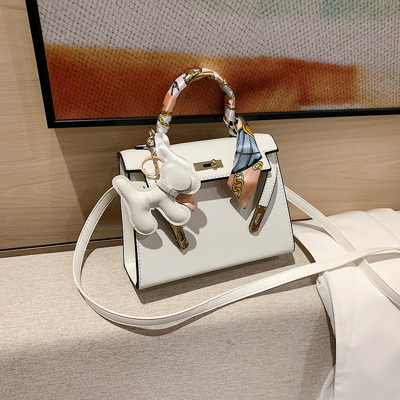 Elegant Fashion Solid Color Square Lock clasp Shoulder Bag