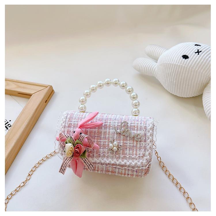 Fashion Animal Pearls Square Zipper Crossbody Bag
