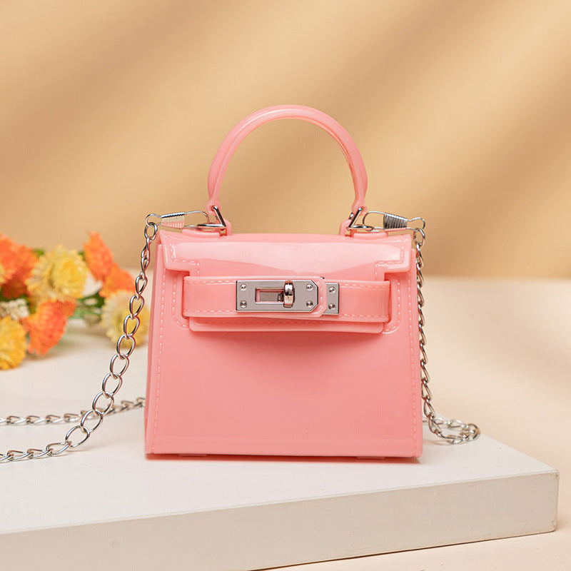 Cute Solid Color Square Lock clasp Jelly Bag