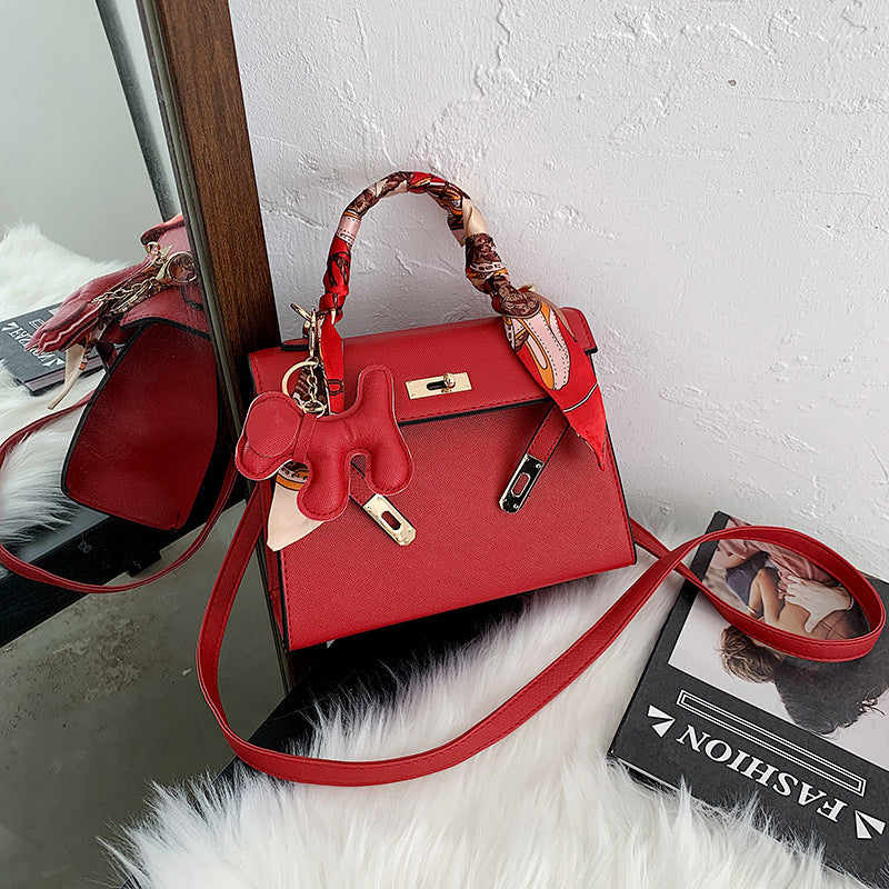 Elegant Fashion Solid Color Square Lock clasp Shoulder Bag