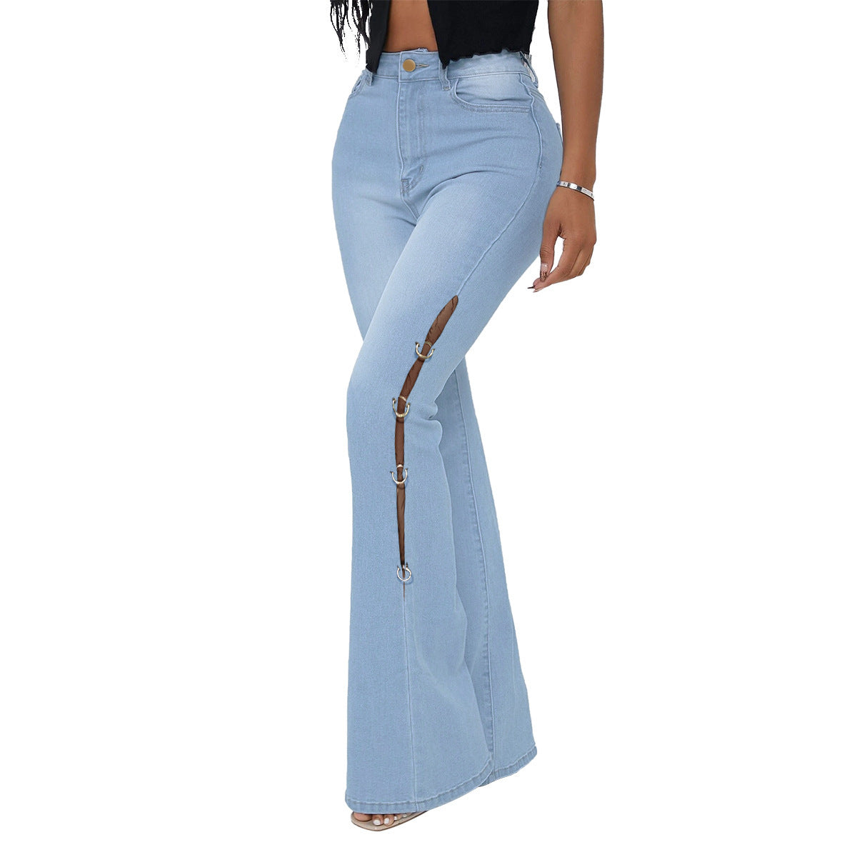 Metal ring decorative jeans