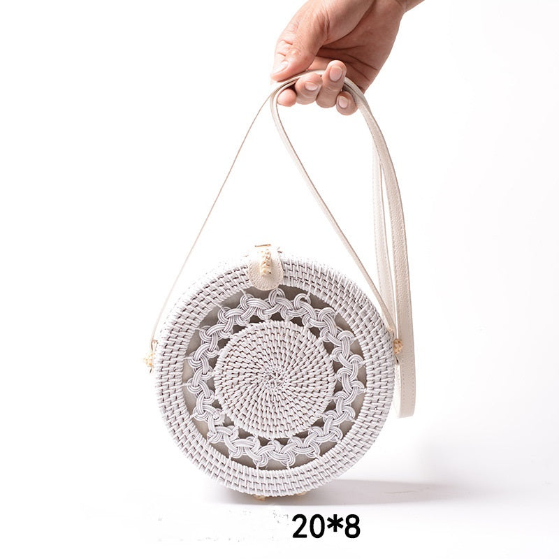 Handmade White PU Rattan Bag
