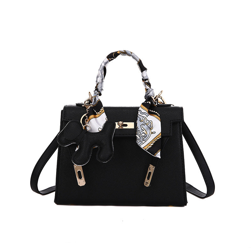 Elegant Fashion Solid Color Square Lock clasp Shoulder Bag