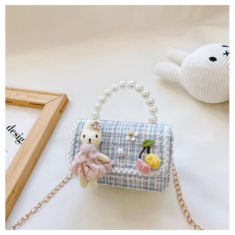 Fashion Animal Pearls Square Zipper Crossbody Bag
