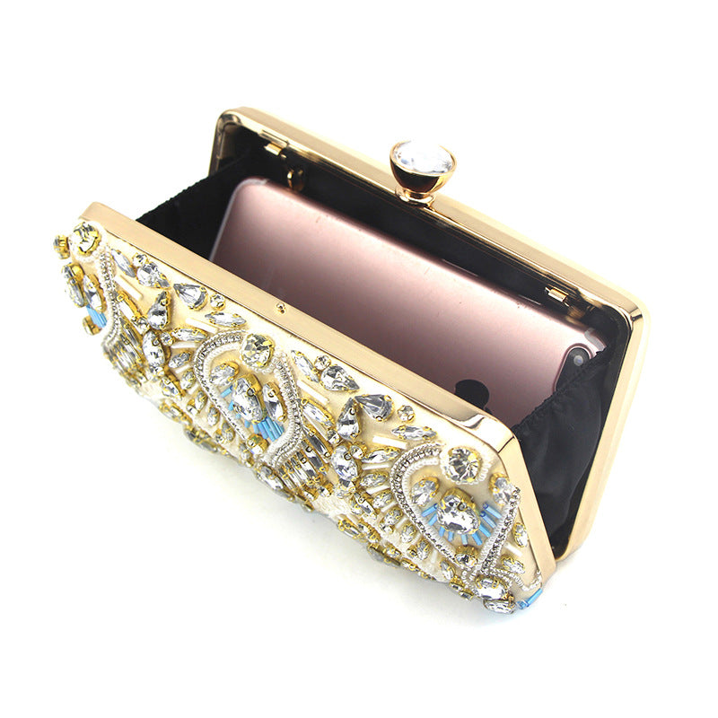 Fashion Geometric Rhinestone Square Lock clasp Evening Bag