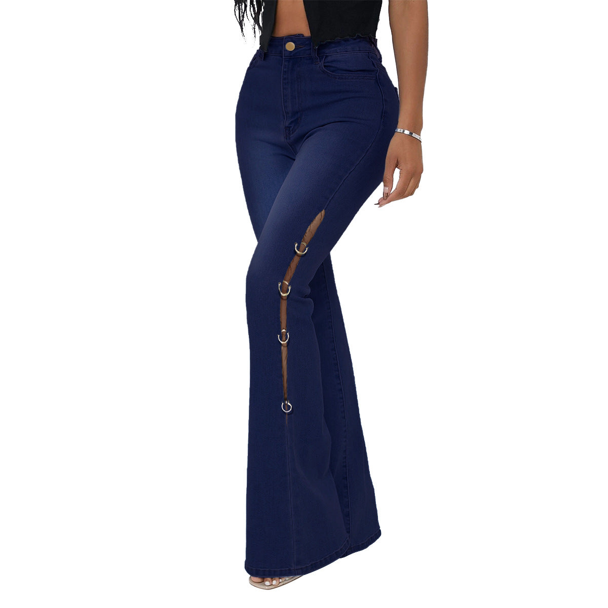 Plus size metal decoration jeans  clothing