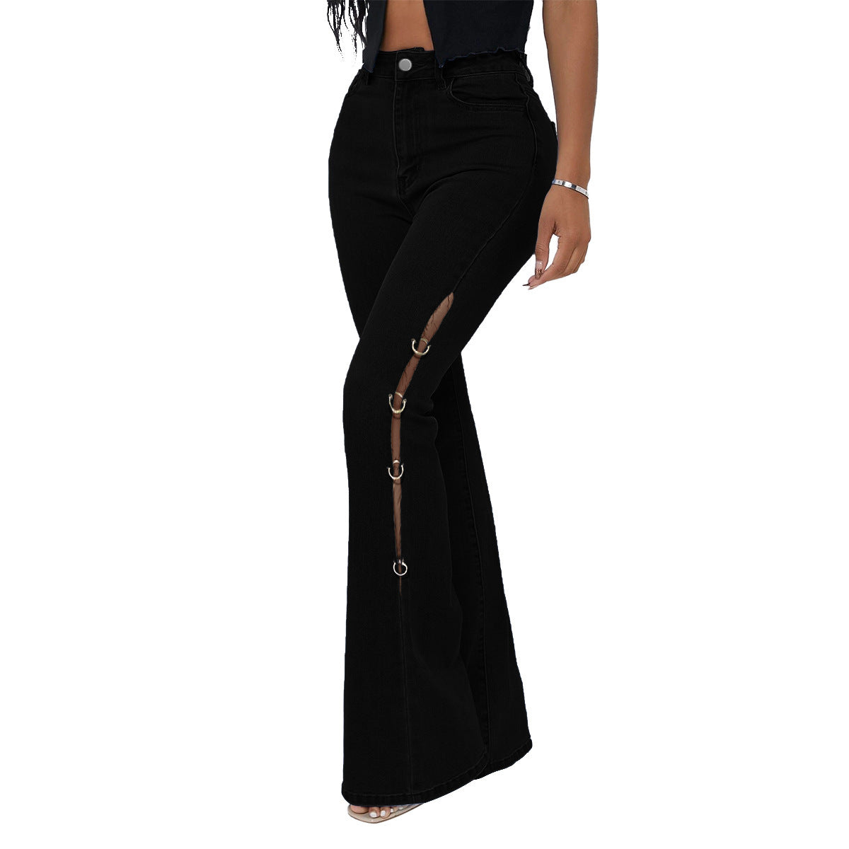 Metal ring decorative jeans