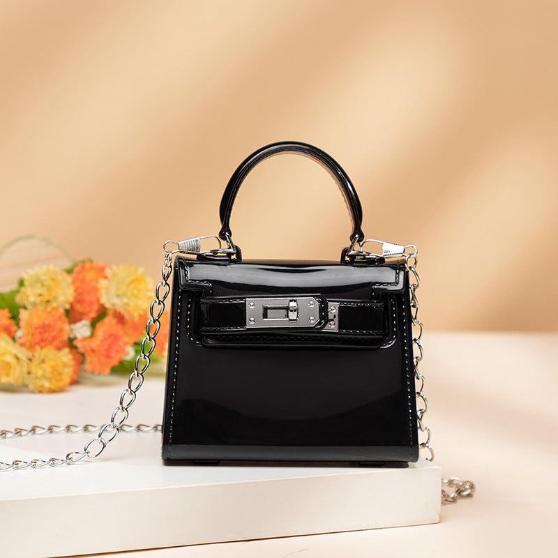 Cute Solid Color Square Lock clasp Jelly Bag