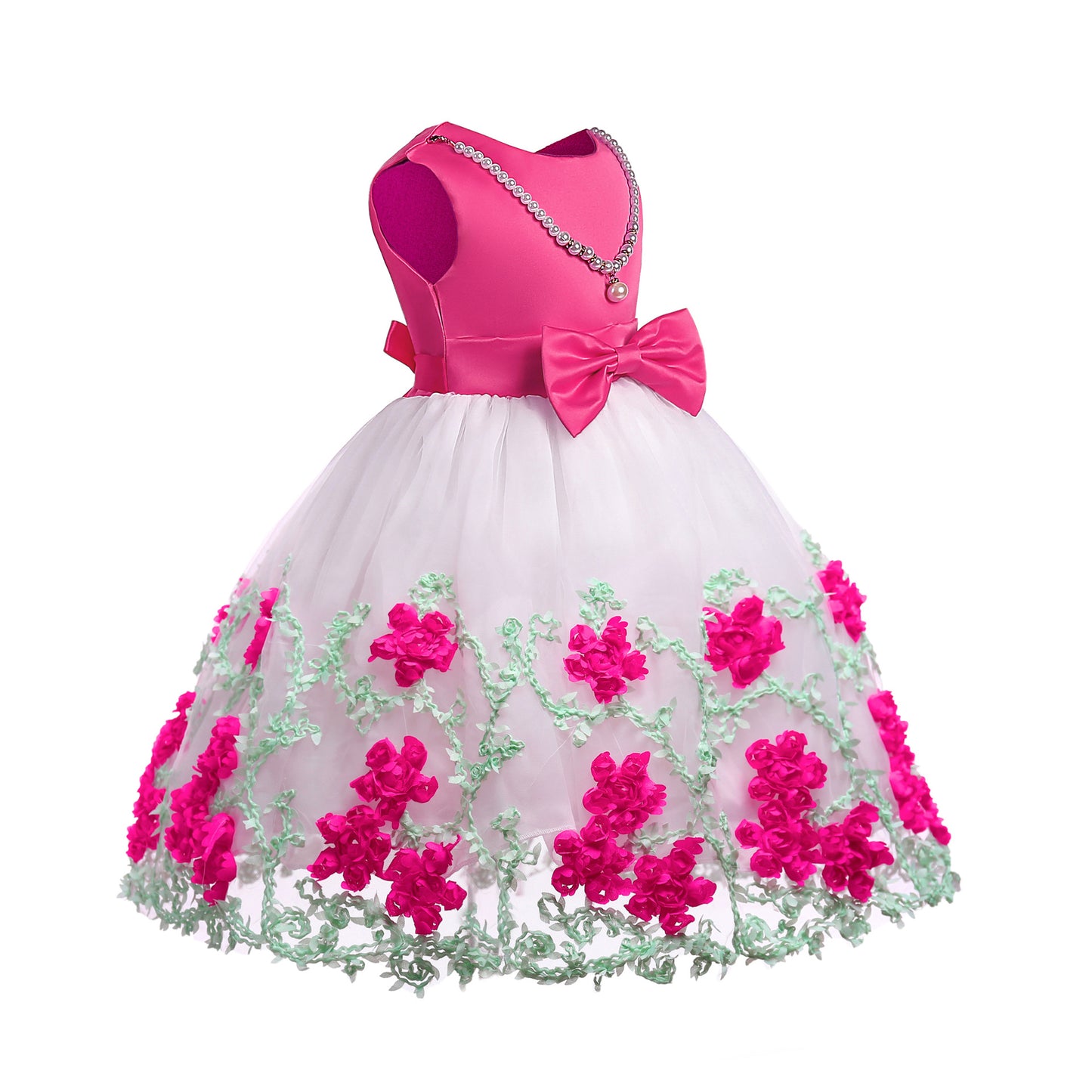 Girls Floral Applique Dress
