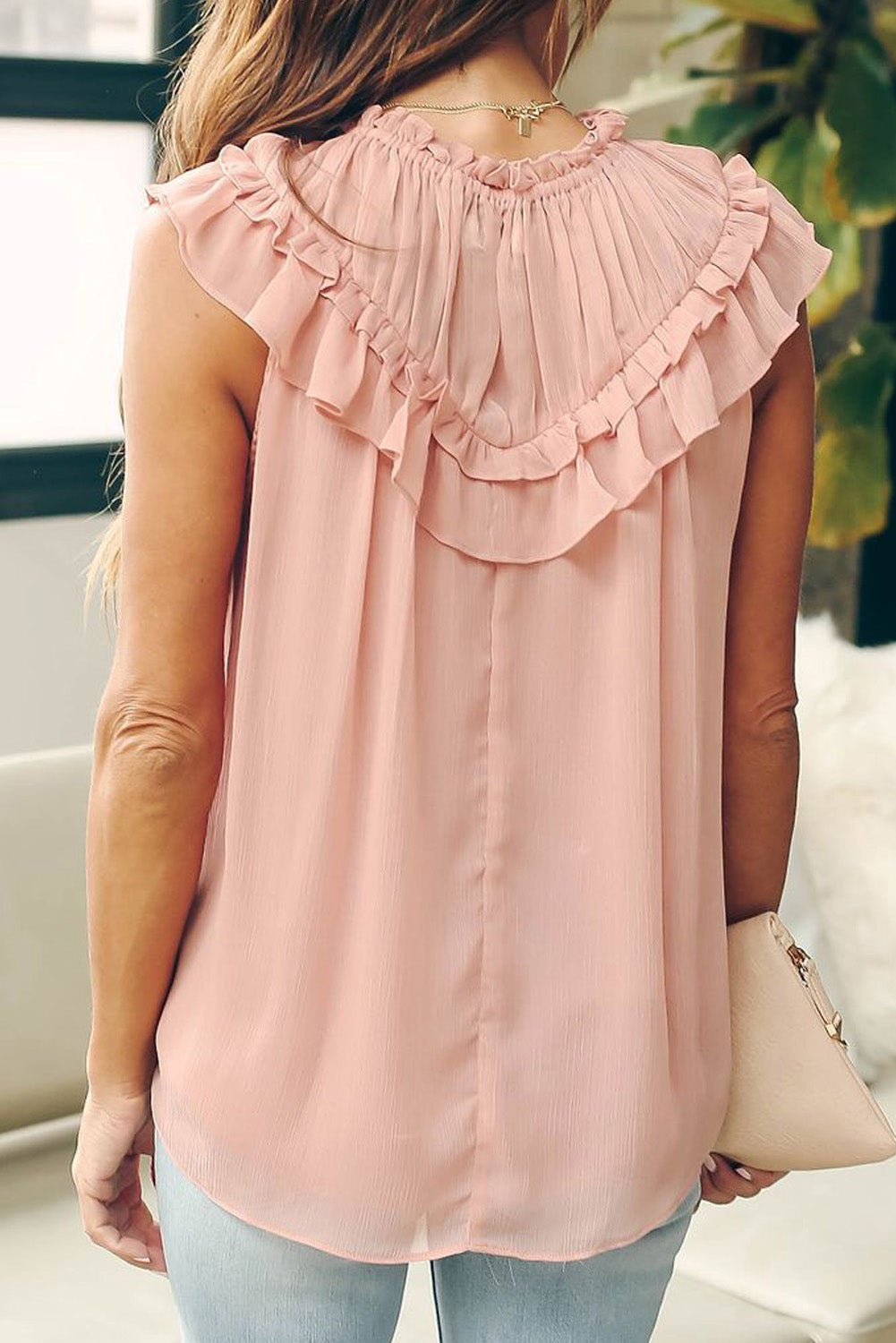 Ruffled Sleeveless Top