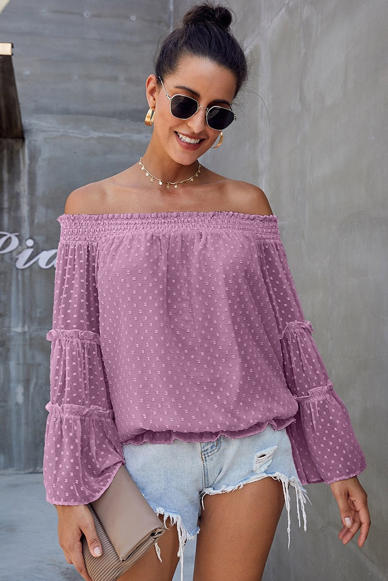 Flared Sleeved, Off-the-shoulder Loose Top
