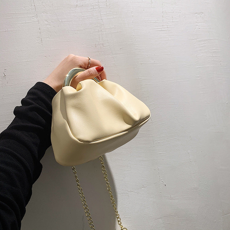 Ruched Purse with gold handles - Small