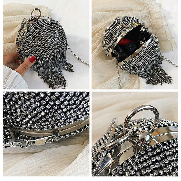 Tassel Rhinestone Ball Purse