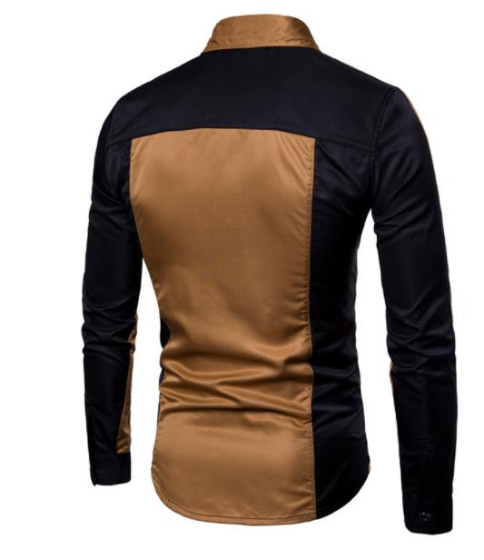 Men's Casual Color Block Shirt