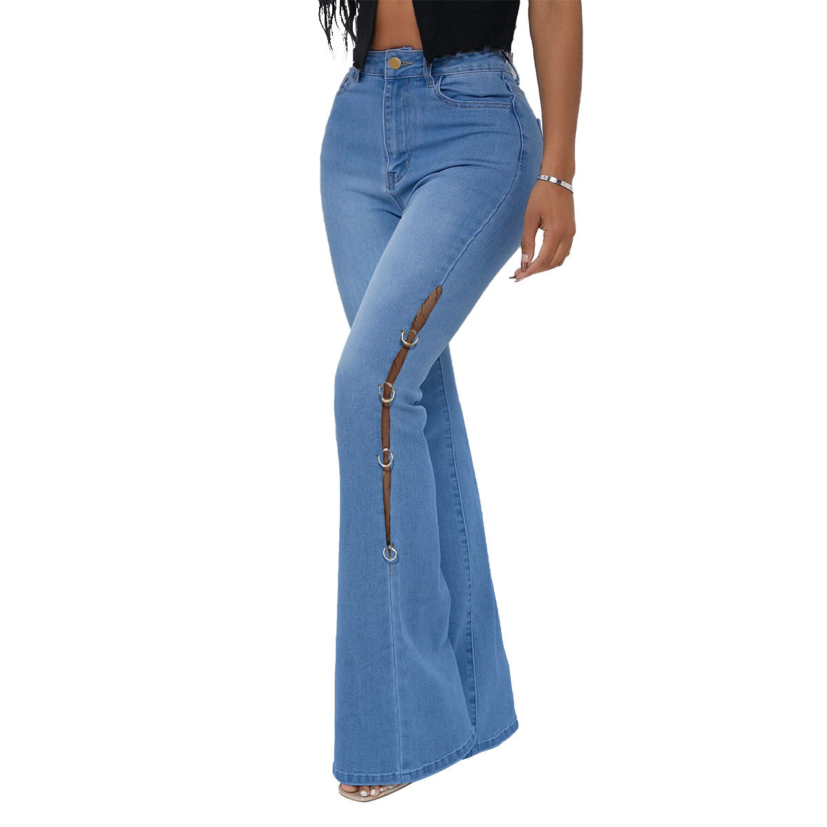 Metal ring decorative jeans