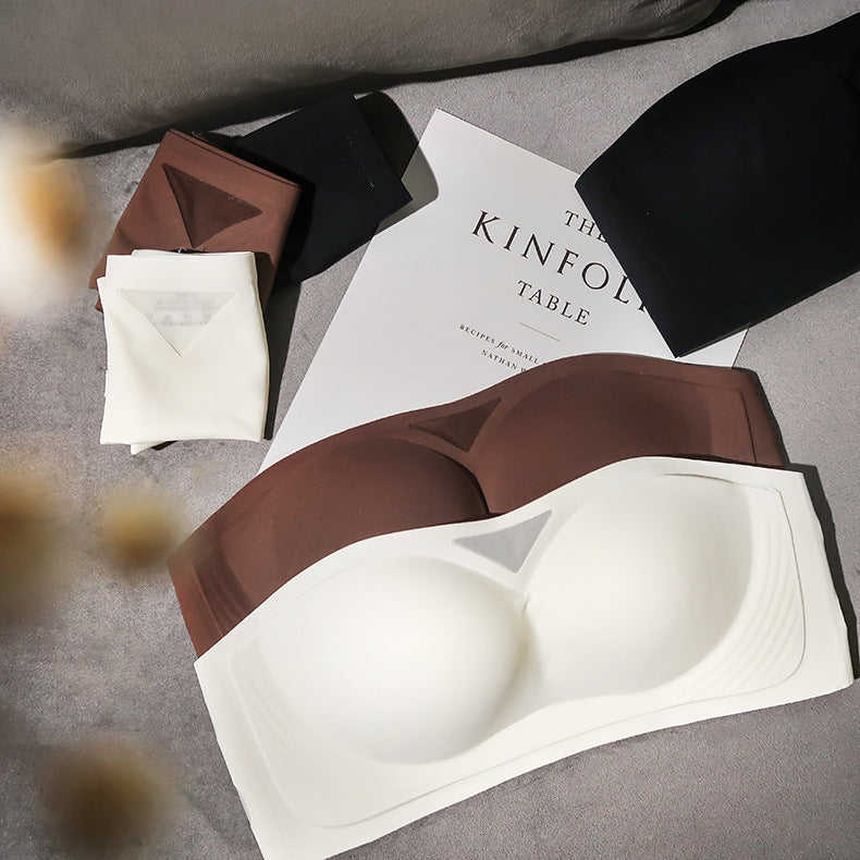 Strapless underwear women's small chest gathered non-slip tube top invisible bra no steel ring chest stickers thin seamless wrap chest