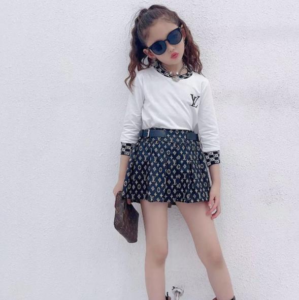 Girl's Printed Tee and Skirt Set