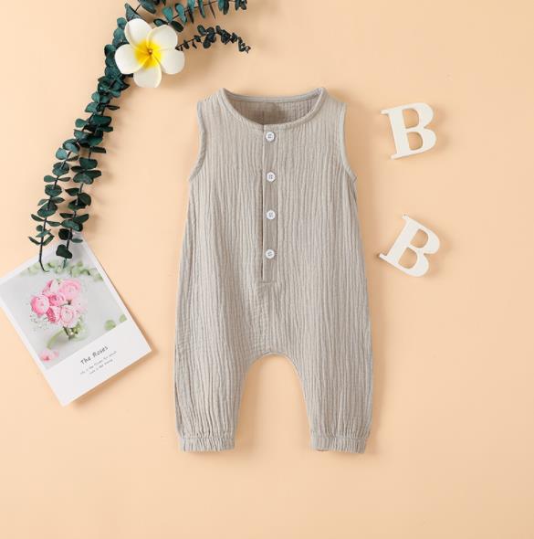 Summer cotton linen 7-color one-piece Khaki sleeveless