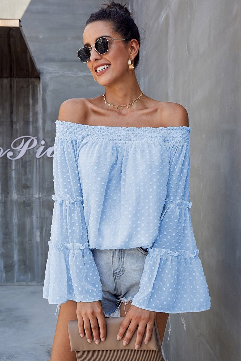 Flared Sleeved, Off-the-shoulder Loose Top