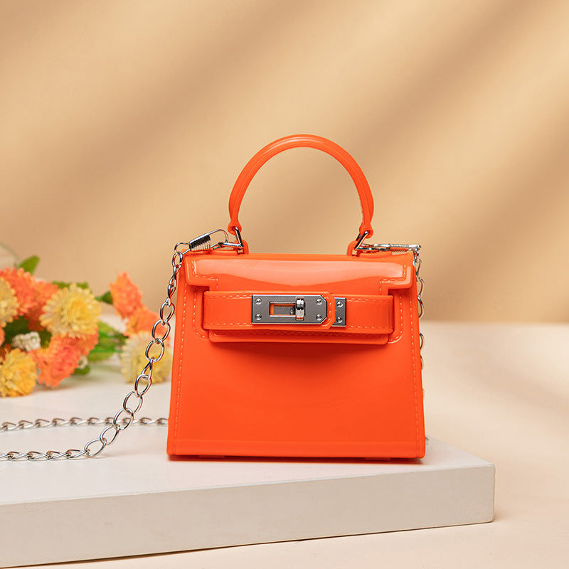 Cute Solid Color Square Lock clasp Jelly Bag