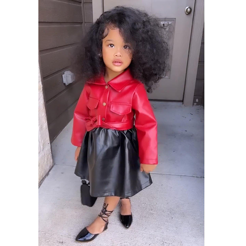 Girl's Imitation Leather Dress