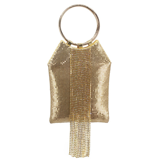 Fashion Solid Color Tassel Square Magnetic Buckle Evening Bag