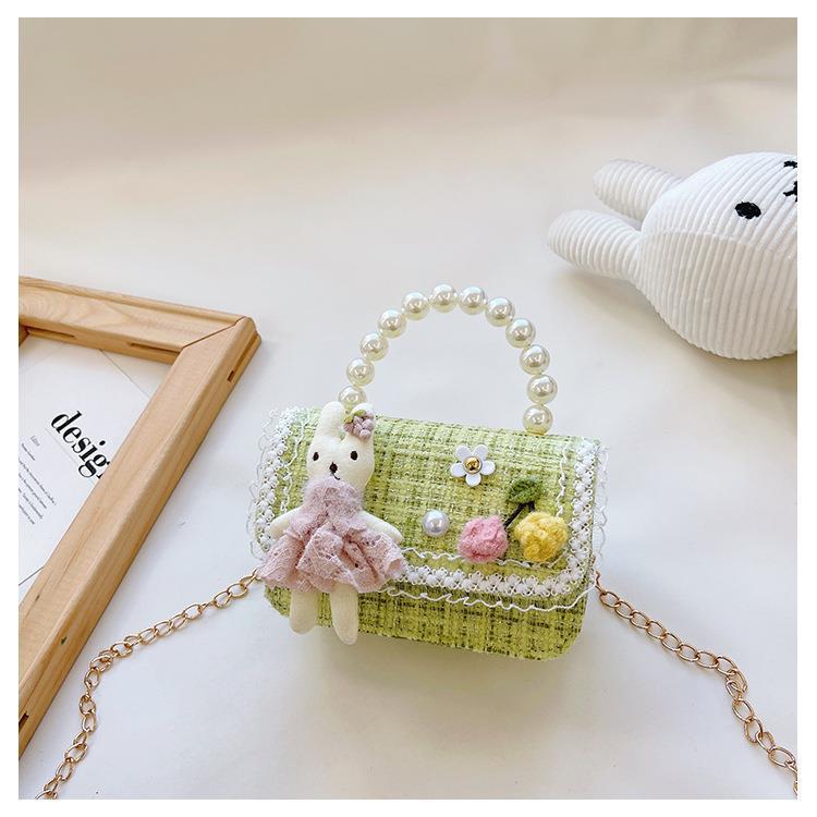 Fashion Animal Pearls Square Zipper Crossbody Bag
