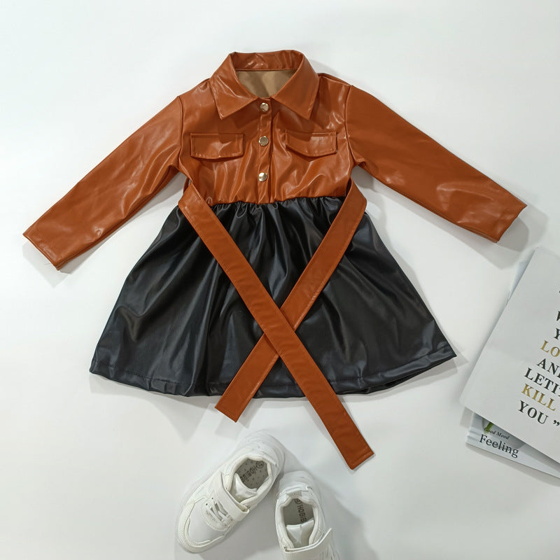 Girl's Imitation Leather Dress