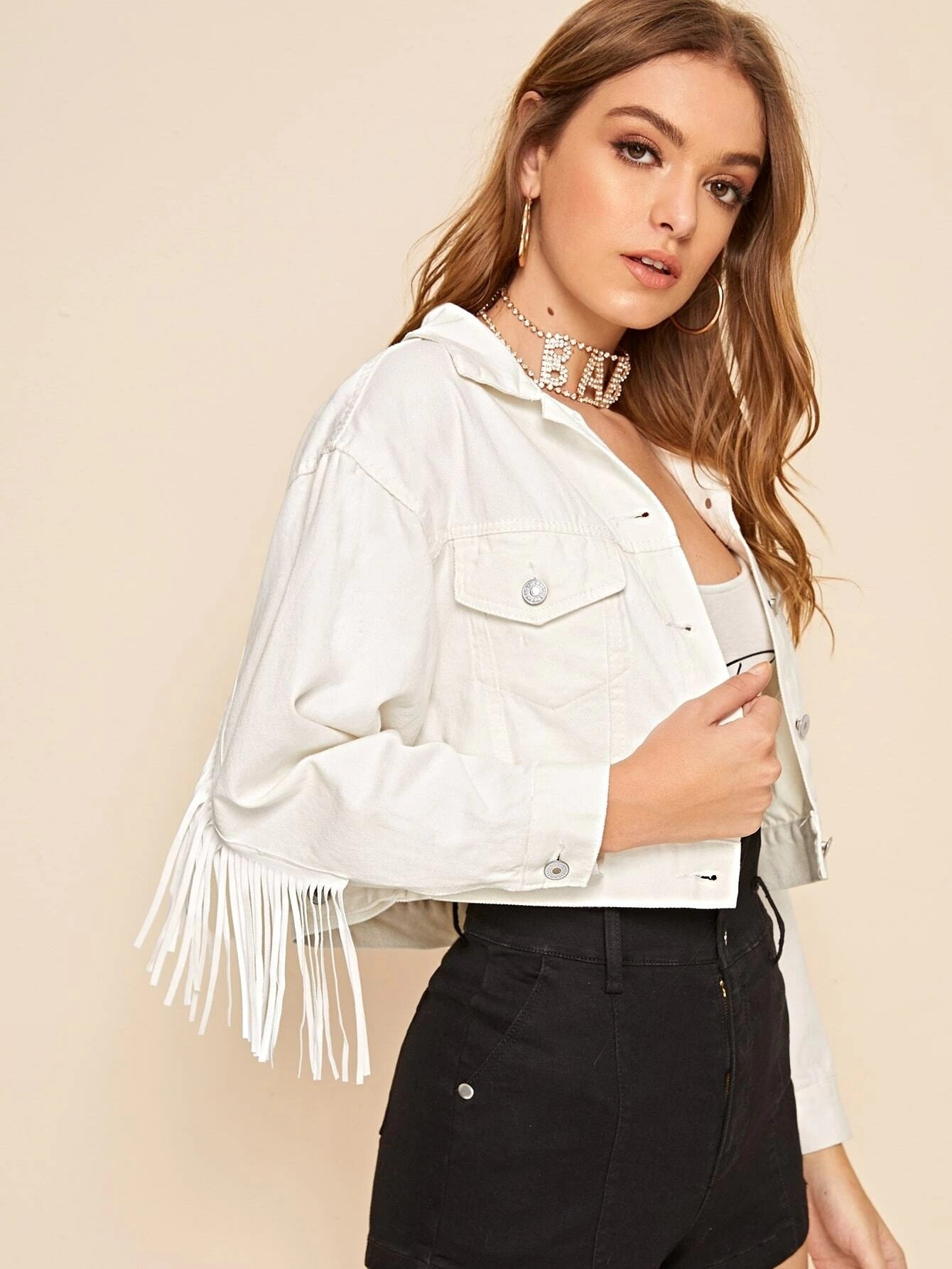 Denim Jacket With Fringe