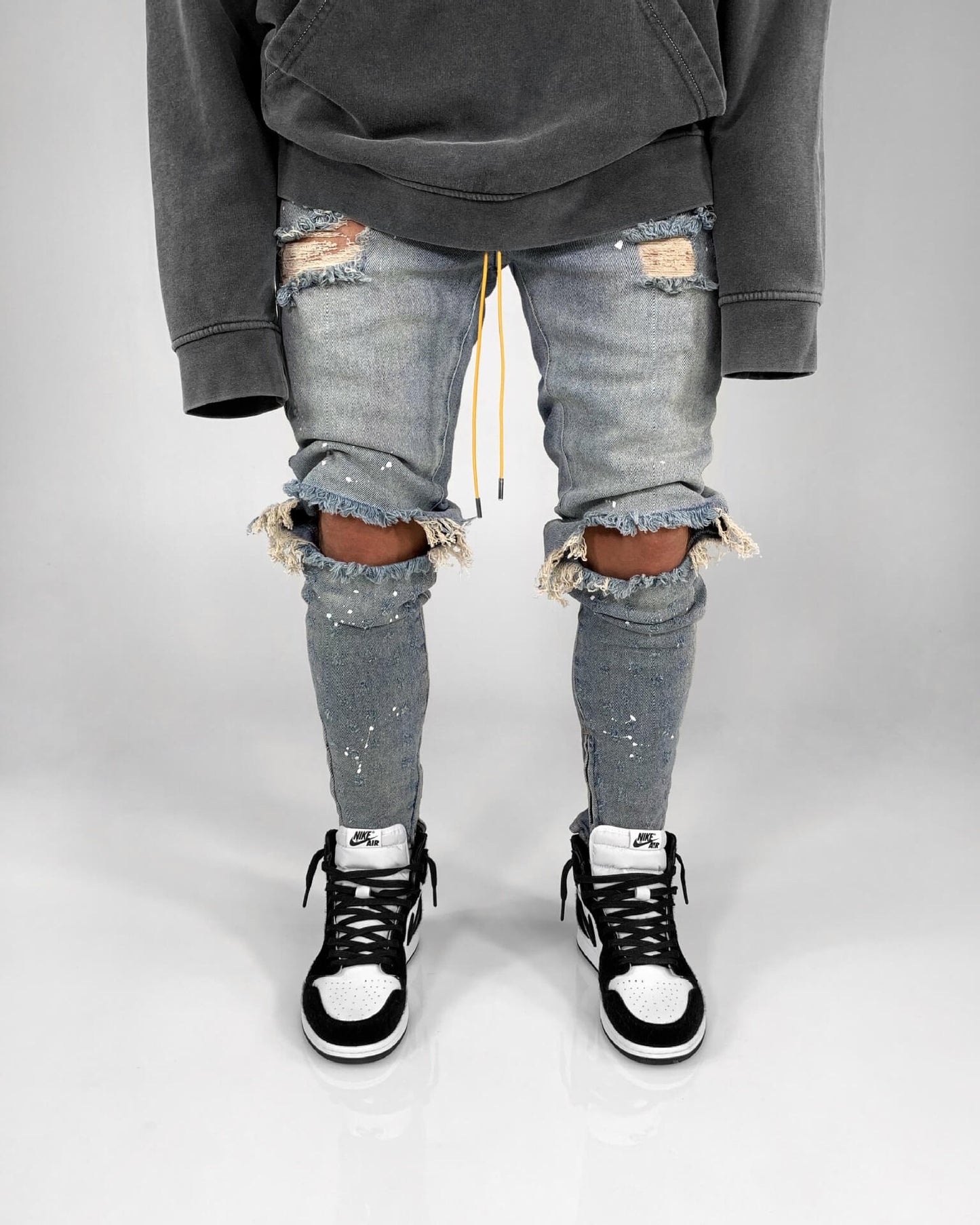 Men's Slim-fit Ripped Painted Skinny Jeans