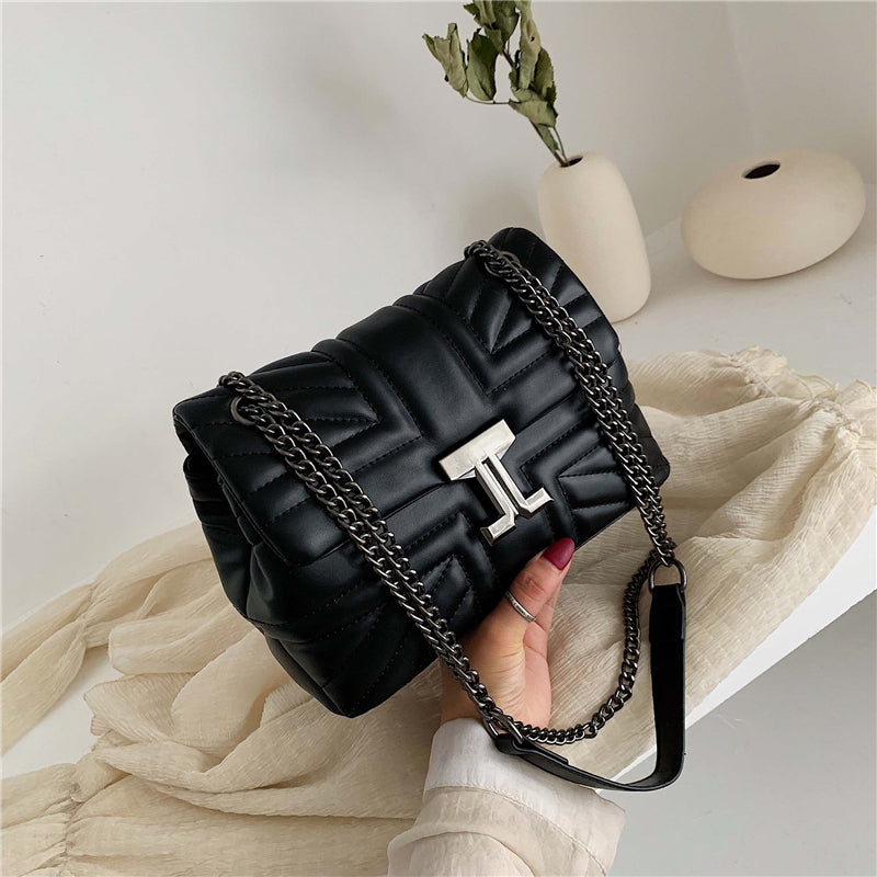 Fashion Solid Color Square Magnetic Buckle Crossbody Bag