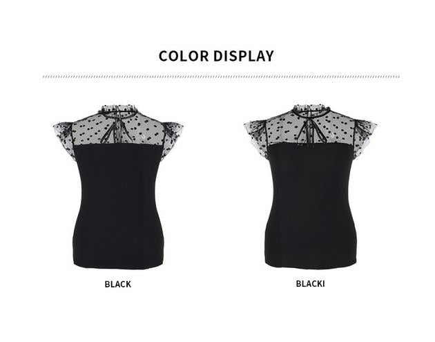 Stylish Top with Mesh Shoulders
