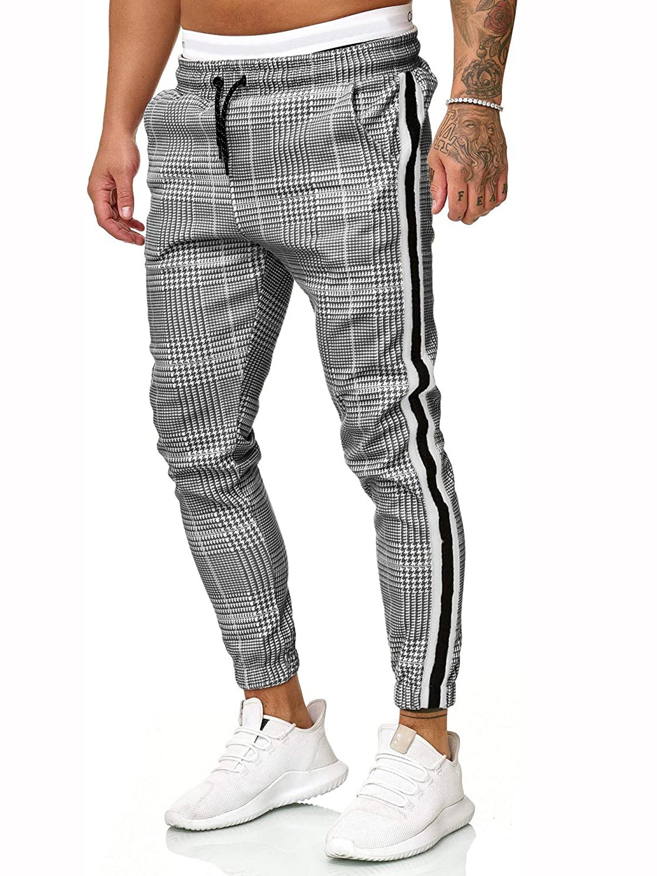 Slim-fit Tartan Printed Trousers