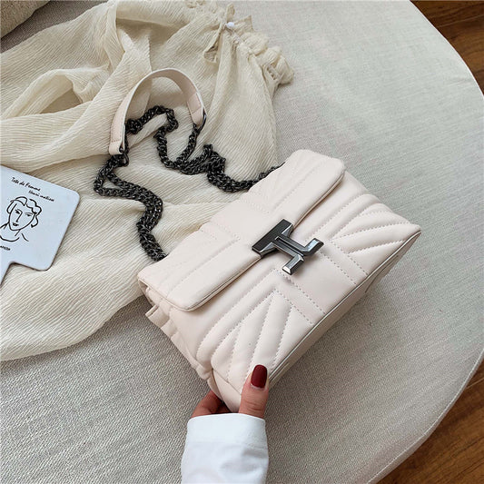 Fashion Solid Color Square Magnetic Buckle Crossbody Bag