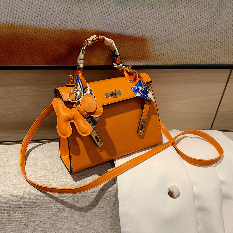 Elegant Fashion Solid Color Square Lock clasp Shoulder Bag