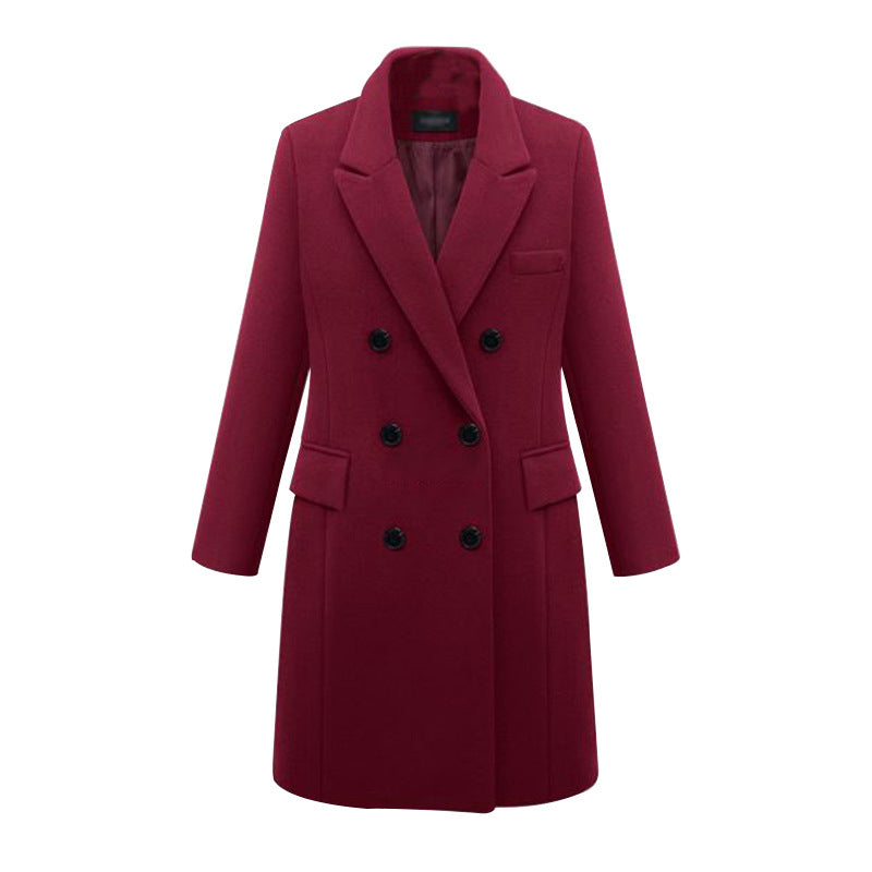European and American large windbreaker women's long woolen coat women's woolen coat European size
