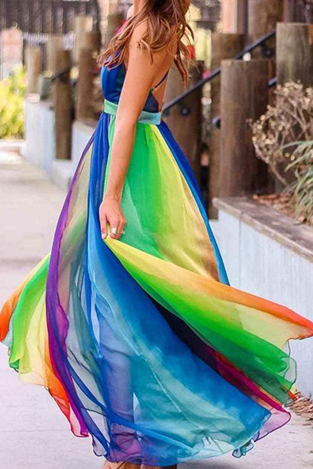 Multicolor Sugar Plum Striped Maxi Dress