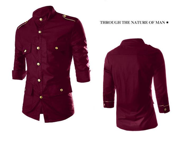 Military Style Slim Fit Shirt